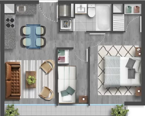 Departamento 2dormitorios 1 baño 45,95 m2 en la Cisterna venta con bono pie