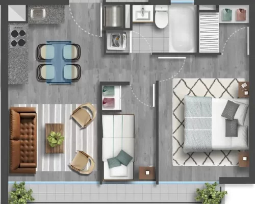 Departamento 2 dormitorio 1 baño 45,35 m2 venta con bono pie en la Cisterna entrega inmediata