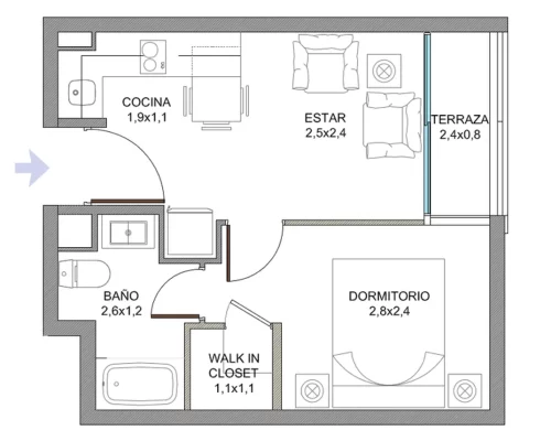 Departamento 1d1b 39,11 m2 enttrega inmediata con bono pie Santiago Centro