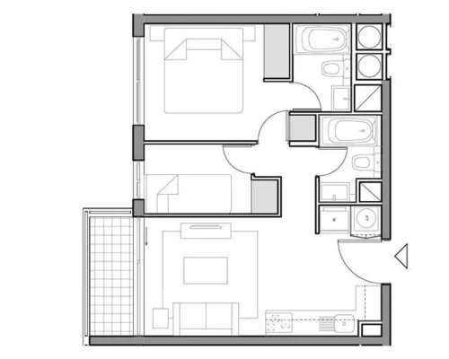 Departamento 2d2b 47,59 m2 venta Santiago Centro entrega inmediata