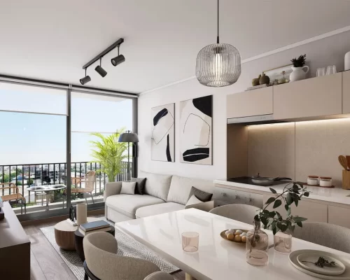 Living comedor Departamento 2dormitorios grandes 1 baño 55,46 m2 entrega futura bono pie y opie en cuotas
