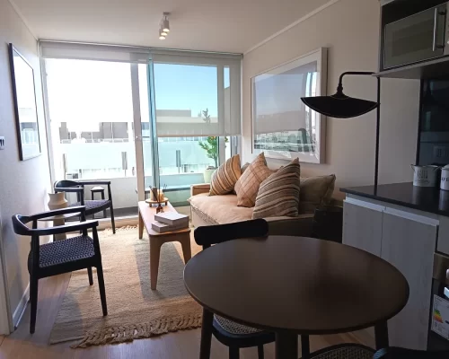 Living comedor vista balcon venta departamento bono pie La Florida metro Mirador
