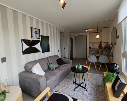 Living comedor Departamento La Florida 1d1b 37,35 m2 entrega inmediata venta con bono pie