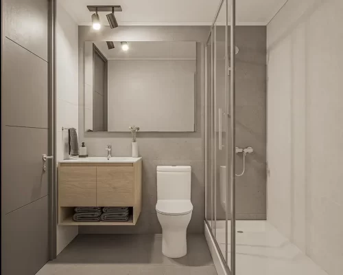 Baño principal departamento entrega Futura en la Florida