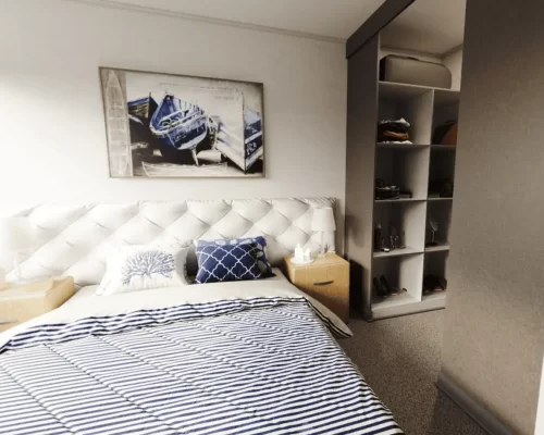 dormitorio con Walking clóset