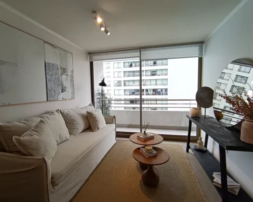 Living comedor vista balcon venta departamento venta Macul bono pie