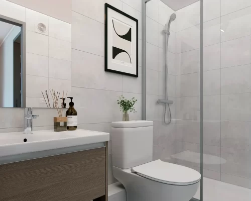 Bano Departamento 2d1b totales 48,89 m2 venta Santiago Centro bono pie y pie en cuotas