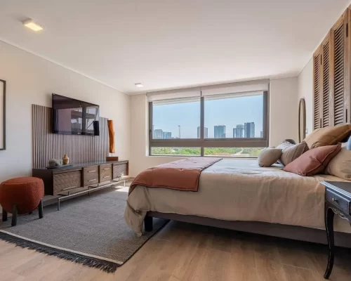 Dormitorio principal Departamento 3dormitorios 4 baños Reñaca venta con bono pie enttrega inmediata