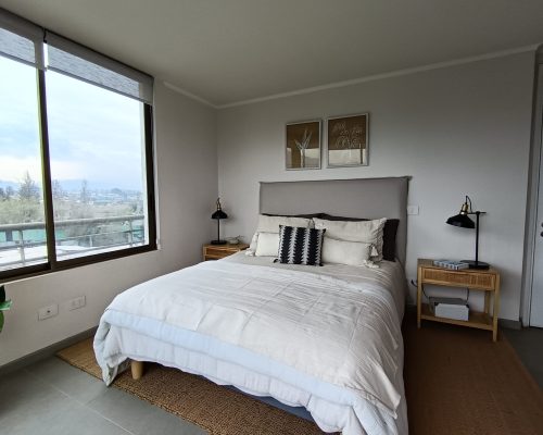 Dormitorio principal cama 2 plazas departamneto en venta en Macul con bono pie