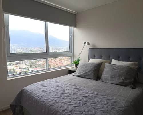Dormitorio principal cama 2 plazas departamneto La Florida metro Mirador bono pie
