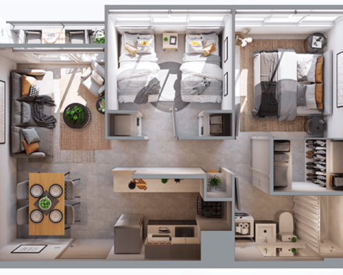 1) Planta 2Dg 1B 43,9 m2