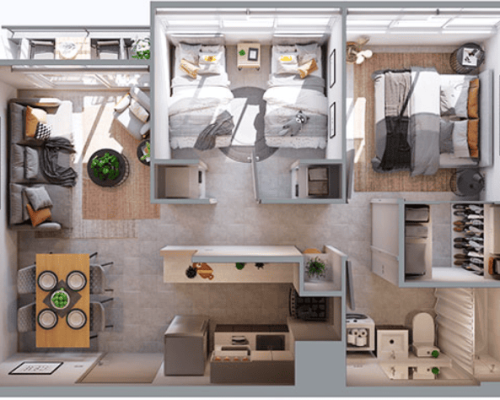 1) Planta 2Dg1b 47,08 m2