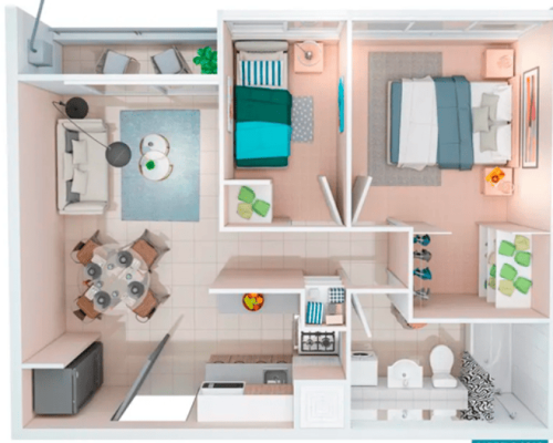 1) Planta 2d1b 37 m2 Independencia