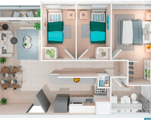 1) Planta 3d1b 47,78 m2
