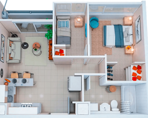 2) Planta 2d1b 36,52 m2